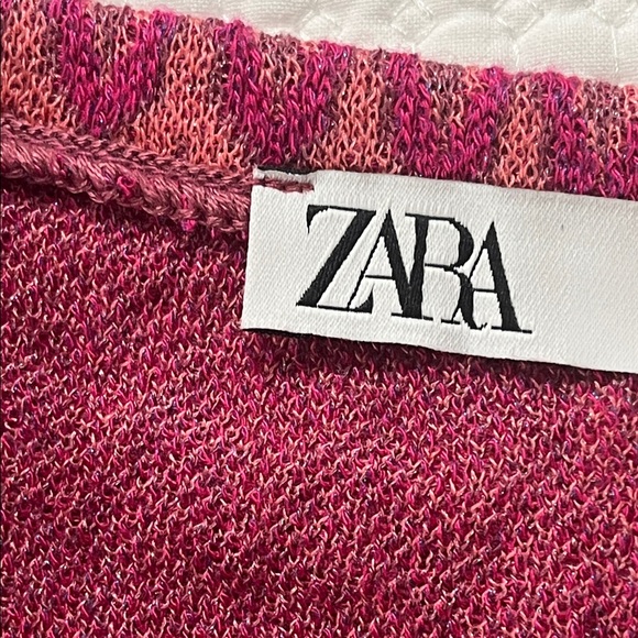 Zara Pink and Purple Zigzag A-Line Skirt sz L midi - Picture 8 of 9